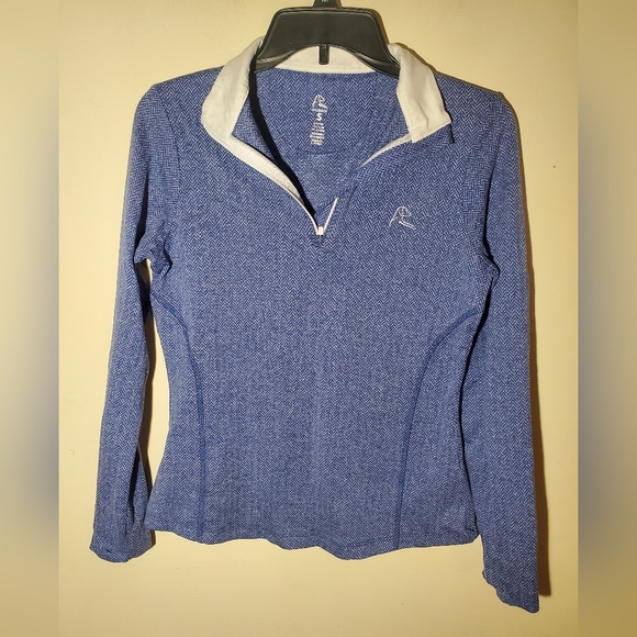 Rhoback Tops - Rhoback Women's The Heather Performance Q-Zip Long Sleeve Shirt blue herringbone